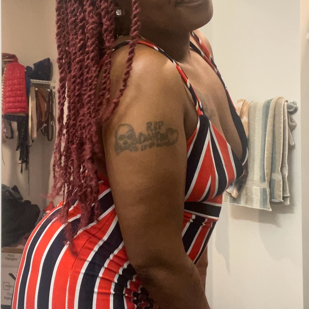 Privy Bold Red and Black Jumpsuit with Striking Stripes